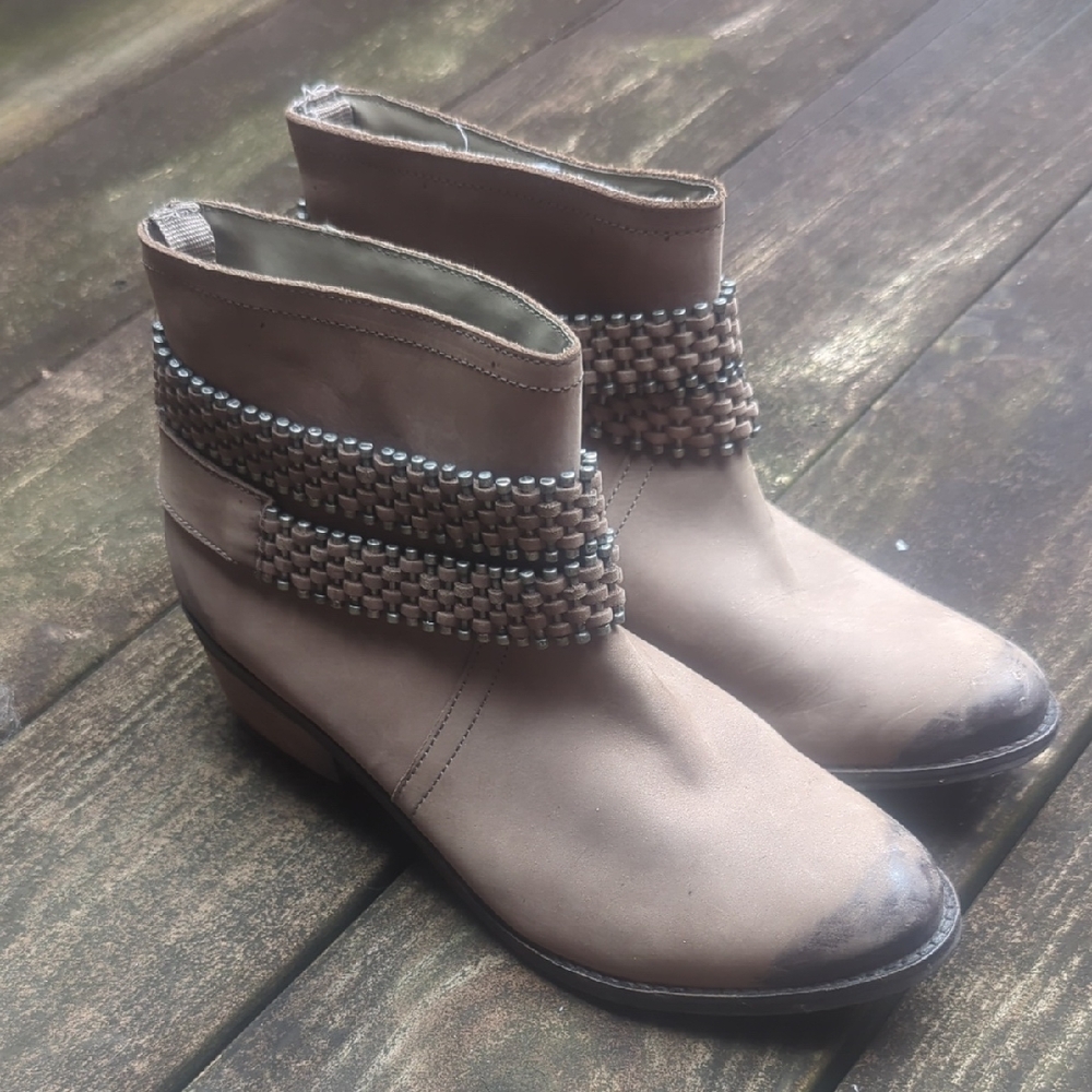 Matisse Tan Ankle Boots with Studded Straps